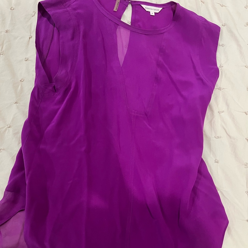 Rebecca Taylor silk high low top magenta size 10